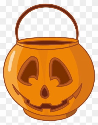 Jack O" Lantern Kettle Question Mark Clip Art - Halloween Candy Bucket Cartoon Transparent - Png Download