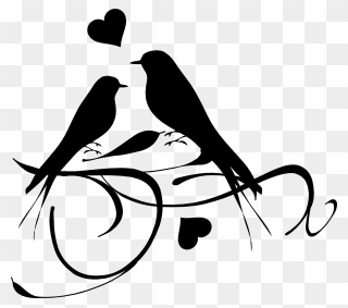 Book Drawing Clip Art - Love Birds Black And White - Png Download