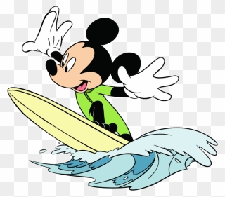 Mouse Sports Surf - Mickey Mouse Surfing Clipart