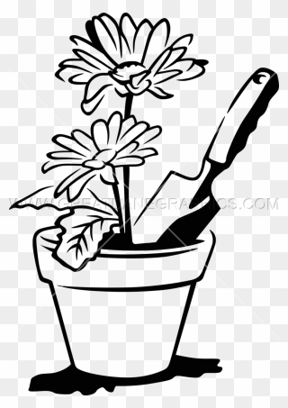 Flower Pot With Stems Clipart Black And White Clip - Flower Pot For Drawing - Png Download