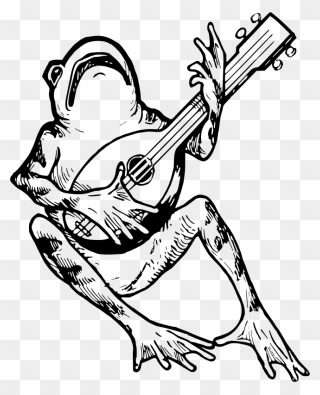 Art,monochrome Photography,arm - Drawing Frog Playing A Guitar Clipart