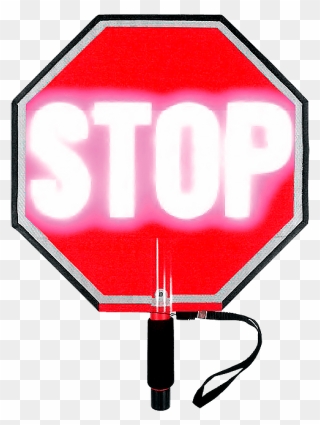 Paddle Stop Slow Flashing Led Hand Held Sign - Hand Held Light Stop Sign Clipart