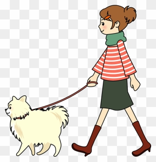 Woman Dog Walking Clipart - Walking The Dog Clip Art - Png Download