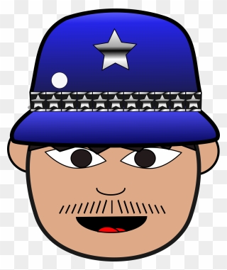 Cop Hat Police Light Blue Svg Clip Arts - Police Face Clip Art - Png Download