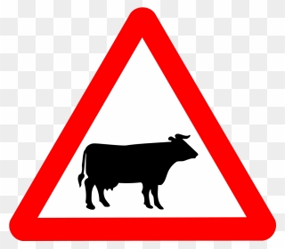 Cattle Crossing Warning Svg Clip Arts - Sharp Curve Right Sign - Png Download