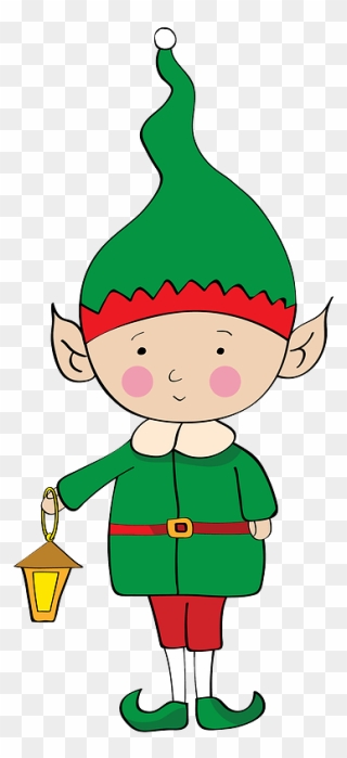Chrismas Elf With A Lantern Clipart - Cartoon - Png Download