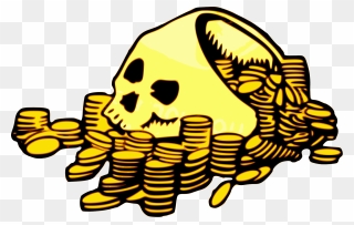 Coin Clipart Plain Gold - Skull With Money - Png Download