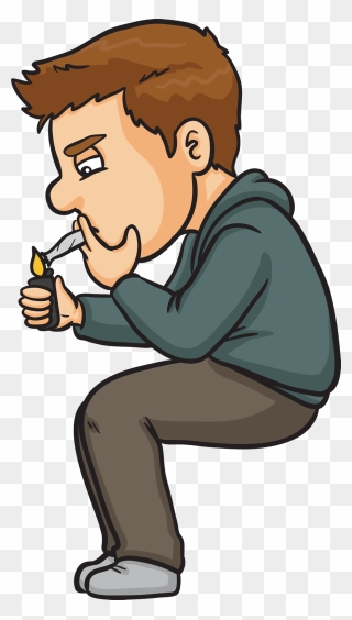 Weed Clipart Rolling - Cartoon Guy Smoking Weed - Png Download