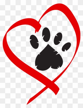 Transparent Paw Print Clipart - Paw Print On Heart - Png Download