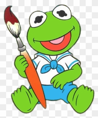 Muppet Babies Kermit Holding Paint Brush - Muppet Babies Clipart - Png Download