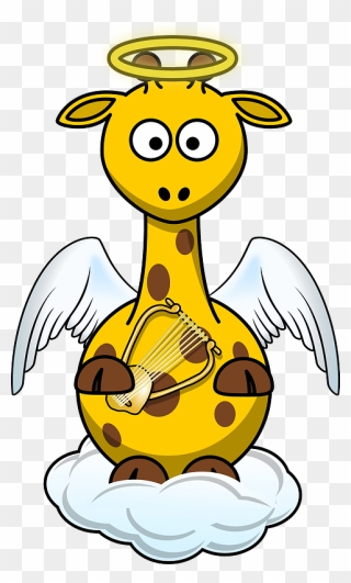 Giraffe Angel Clipart - Giraffe Animals Picture Cartoon - Png Download