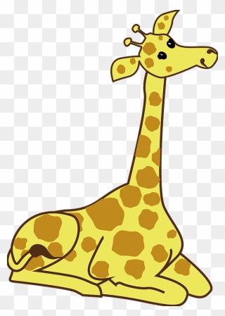 Kneeling Cartoon Giraffe Clipart - Cartoon Giraffe Sitting Down - Png Download