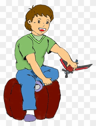 Boy Playing With A Plane Clipart - Anak Memegang Pesawat Mainan - Png Download