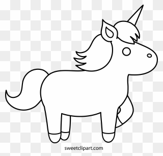 Unicorn Clipart Outline - Easy Cartoon Coloring Pages - Png Download