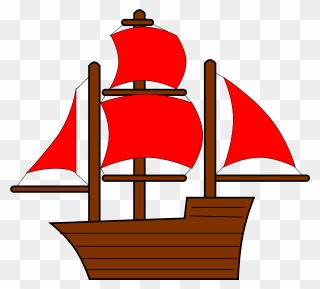 Red Pirate Ship Clip Art - Png Download