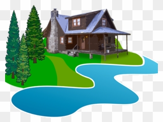 Cabin Clipart River House - River House Clip Art - Png Download