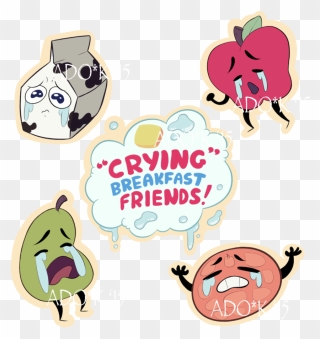 Crying Breakfast Friends - Clip Art - Png Download