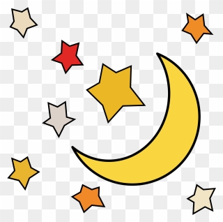 Moon Star Clip Art - Moon And Stars Transparent - Png Download