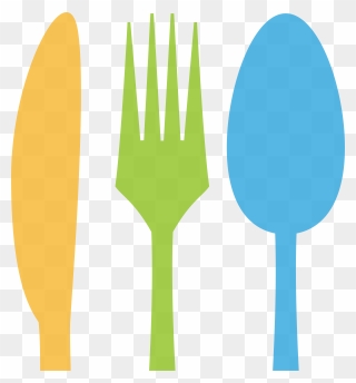 Knife Spoon Tableware Color - Cartoon Fork And Knife Clipart - Png Download