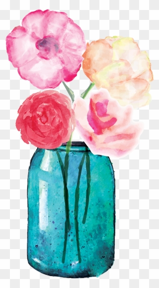 Flower Mason Jar Clipart Clip Free Stock Lauren Baxter - Transparent Background Flowers Mason Jars - Png Download