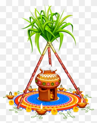Sugarcane Clip Art Yellow - Happy Pongal Images Download - Png Download