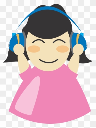 Earbuds Clipart Cartoon, Picture - Listening To Headphones Clipart - Png Download