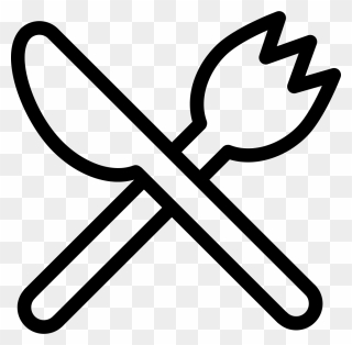Fork And Knife Outlines Cross - Fork And Knife Outline Clipart - Png Download