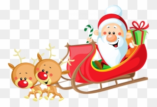 Santa On Sleigh Clipart - Png Download