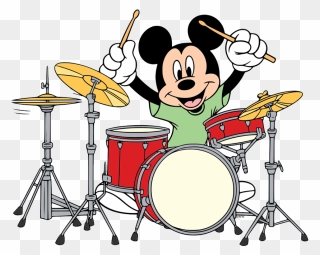 Mickey Mouse On Drums Clipart