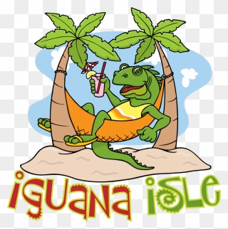 Transparent Iguana Clipart - Iguana Cartoon On Beach - Png Download