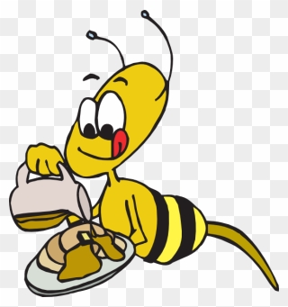 Bee Eats Honey Cartoon Clipart