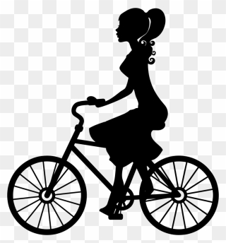 Bicycle - Girl On Bike Silhouette Clipart