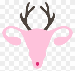 Reindeer Antler Snout Pink M Clip Art - Uterus Reindeer - Png Download