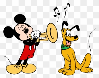 Coloring Page Mickey Trumpet Clipart