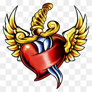 Heart Wings Clipart Clip Library Library Dagger Heart - Heart With Wings Transparent - Png Download