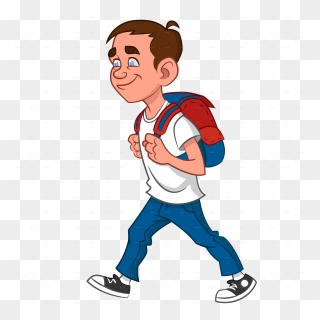 Clipart Walking Boy School Bag - Animated School Boy Png Transparent Png