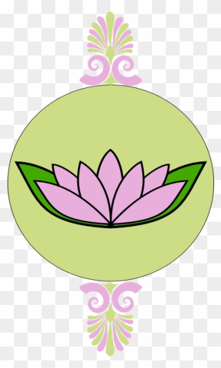 Lotus Flower In Round Green Frame - Clip Art - Png Download