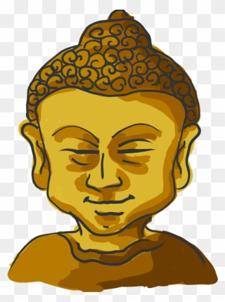 Drawing Of Golden Buddha"s Head - Buddha Caricature Clipart