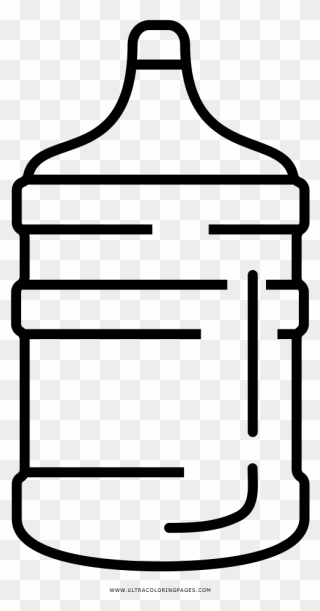 Water Bottle Coloring Page - Water Gallon Black And White Clipart - Png Download