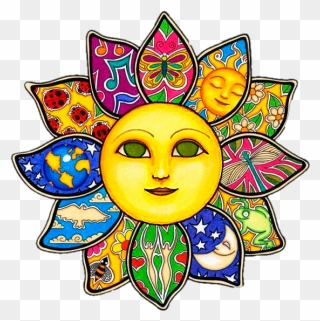 #sun #moon #multicolor #multicolor #hippie #earth - Here Comes The Sun Hippie For And Shirt Clipart