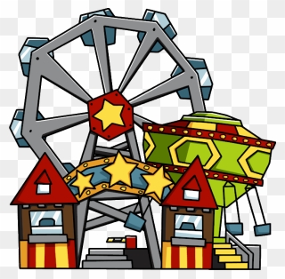 Rollercoaster Clipart Theme Park, Rollercoaster Theme - Cartoon Amusement Park Drawing - Png Download