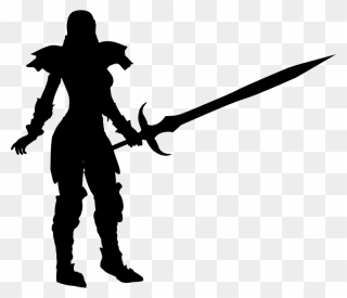 Female Warrior Silhouette Clip Art - Woman Warrior Silhouette - Png Download