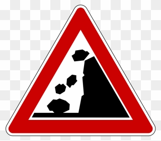 Falling Rocks Warning Road Sign - Falling Rocks Sign Png Clipart