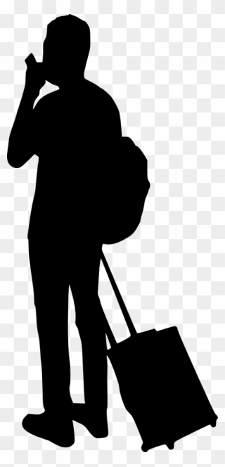 10 People With Luggage Silhouette - Person With Luggage Silhouette Clipart
