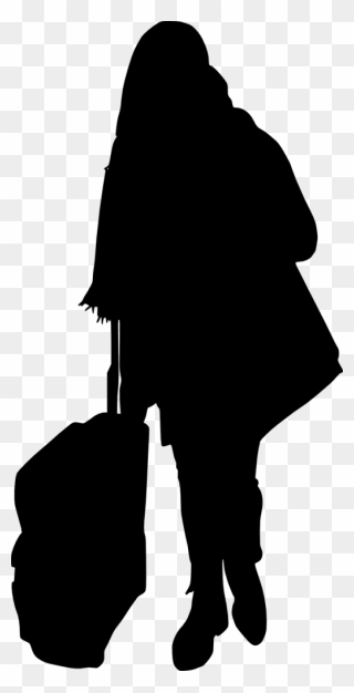 10 People With Luggage Silhouette - Transparent People Silhouette Png Clipart