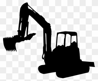 Backhoe Vector Black And White - Excavator Silhouette Png Clipart