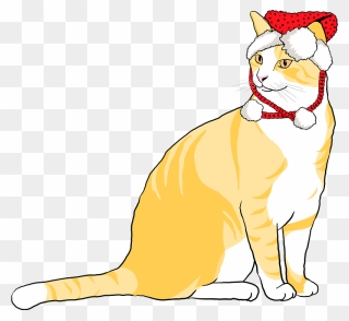 Cat In Santa Hat Clipart - Cat Yawns - Png Download