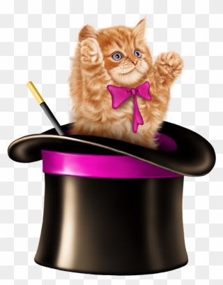 Kitten Cartoon, Kitten Images, Tube, Clip Art, Card - Cat In A Hat Clipart - Png Download