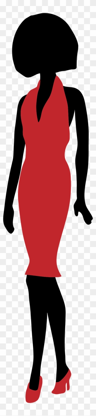 Red Dress Clipart Transparent - Woman Silhouette Red Dress - Png Download