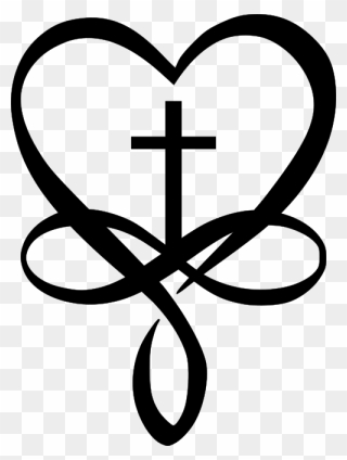 Heart Cross And Infinity Symbols Jh - Cross With Heart Svg Clipart